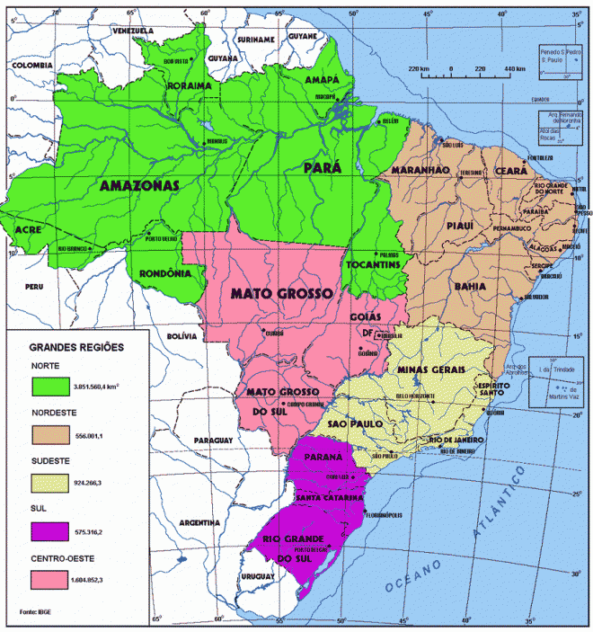 Les 5 régions du Brésil